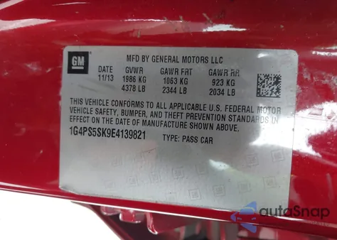 2014 Buick Verano Leather Group z USA, uszkodzony, nr VIN 1G4PS5SK9E4139821